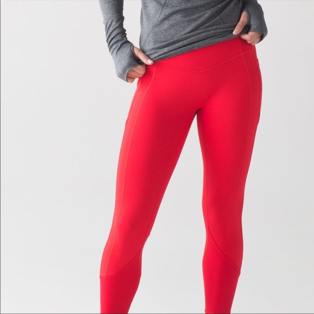 Red Lululemon leggings size 6
